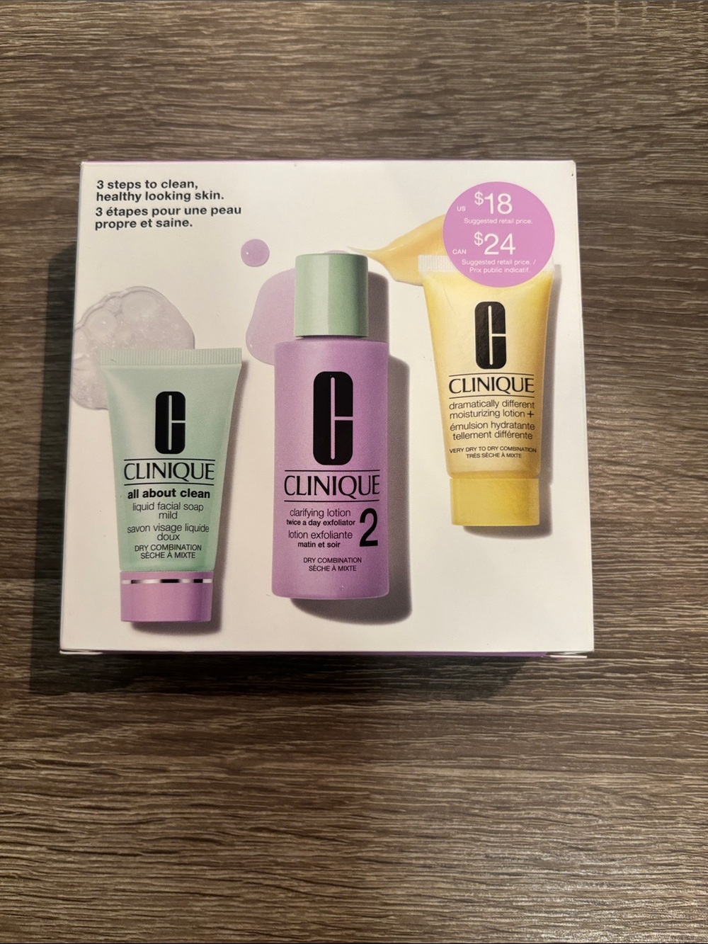 Clinique Trio Cleanser & Exfoliant Set in Pink, Green & Yellow
